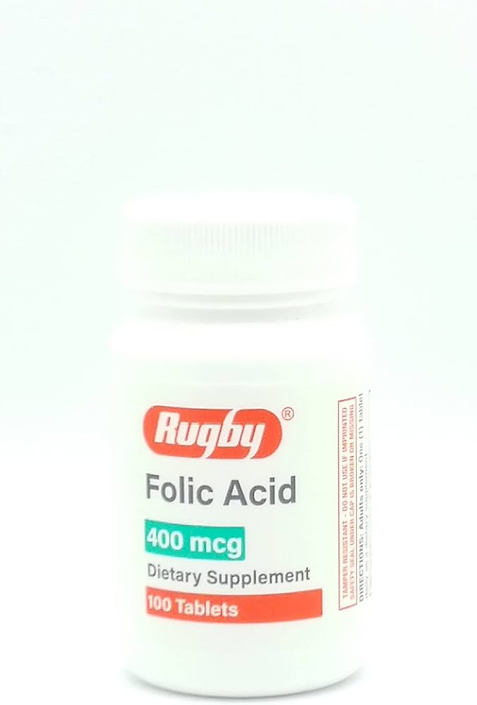 Rugby Folic Acid 400 mcg Vitamin B9 Folate Daily Gluten Free Supports ...
