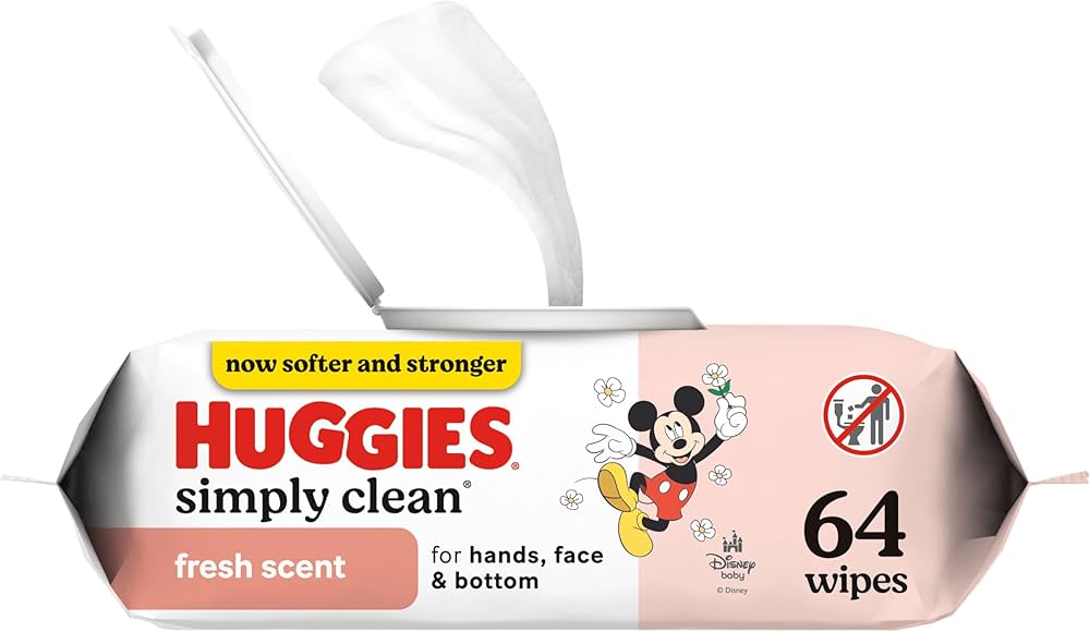 Huggies Simply Clean Fresh Scent Baby Wipes, Flip-Top Pack (64