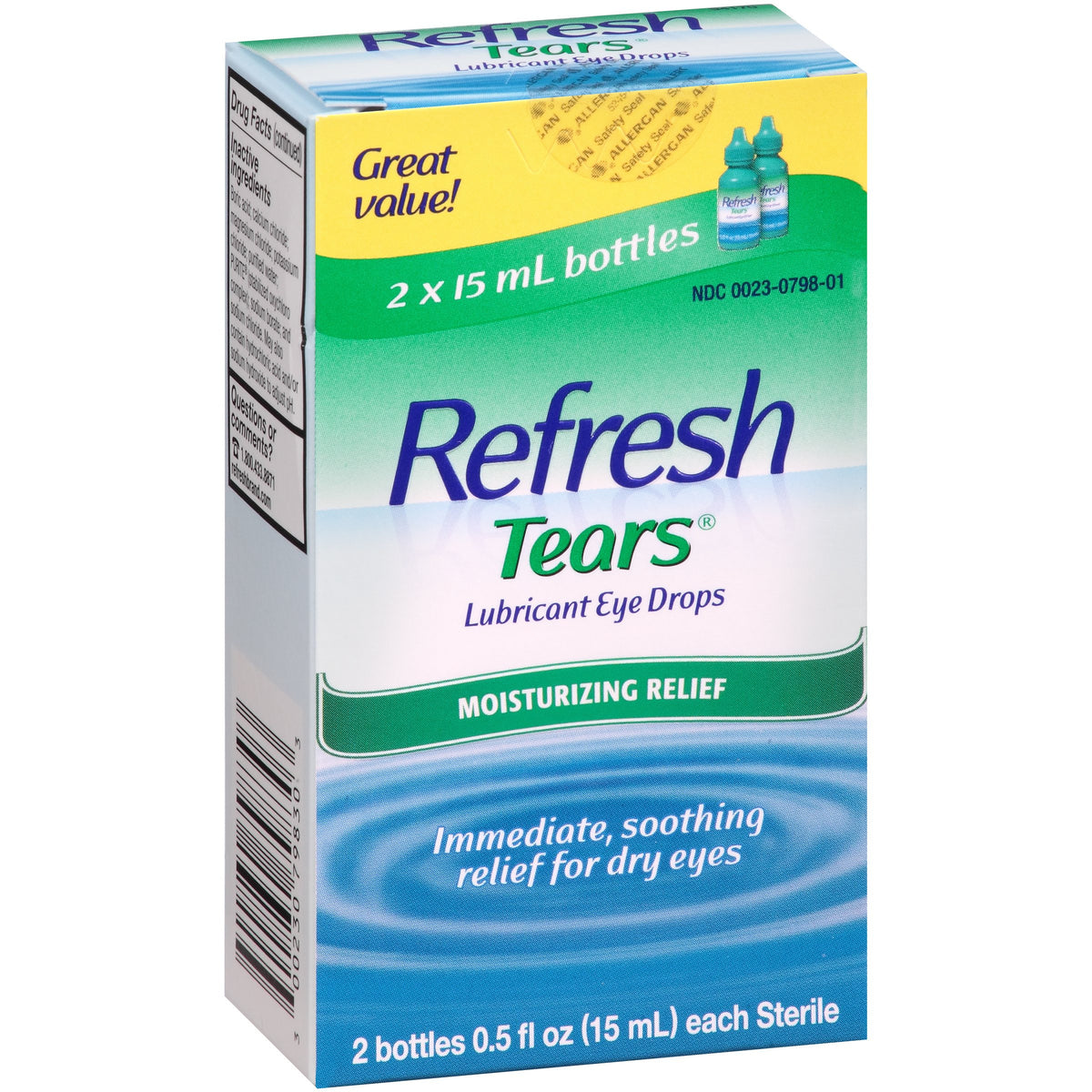 Refresh Tears Moisturizing Relief Lubricant Eye Drops, 2 Bottles ...
